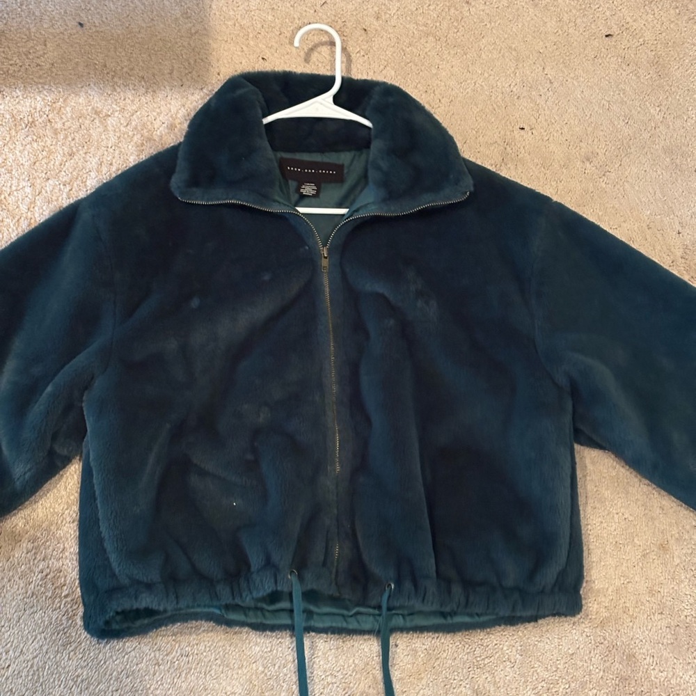 Cozy Dark Green Teddy Jacket